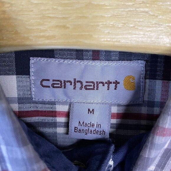 Carhartt‎ Men's Short Sleeve Button Up Medium Black Plaid Shirt - Picture 6 of 7
